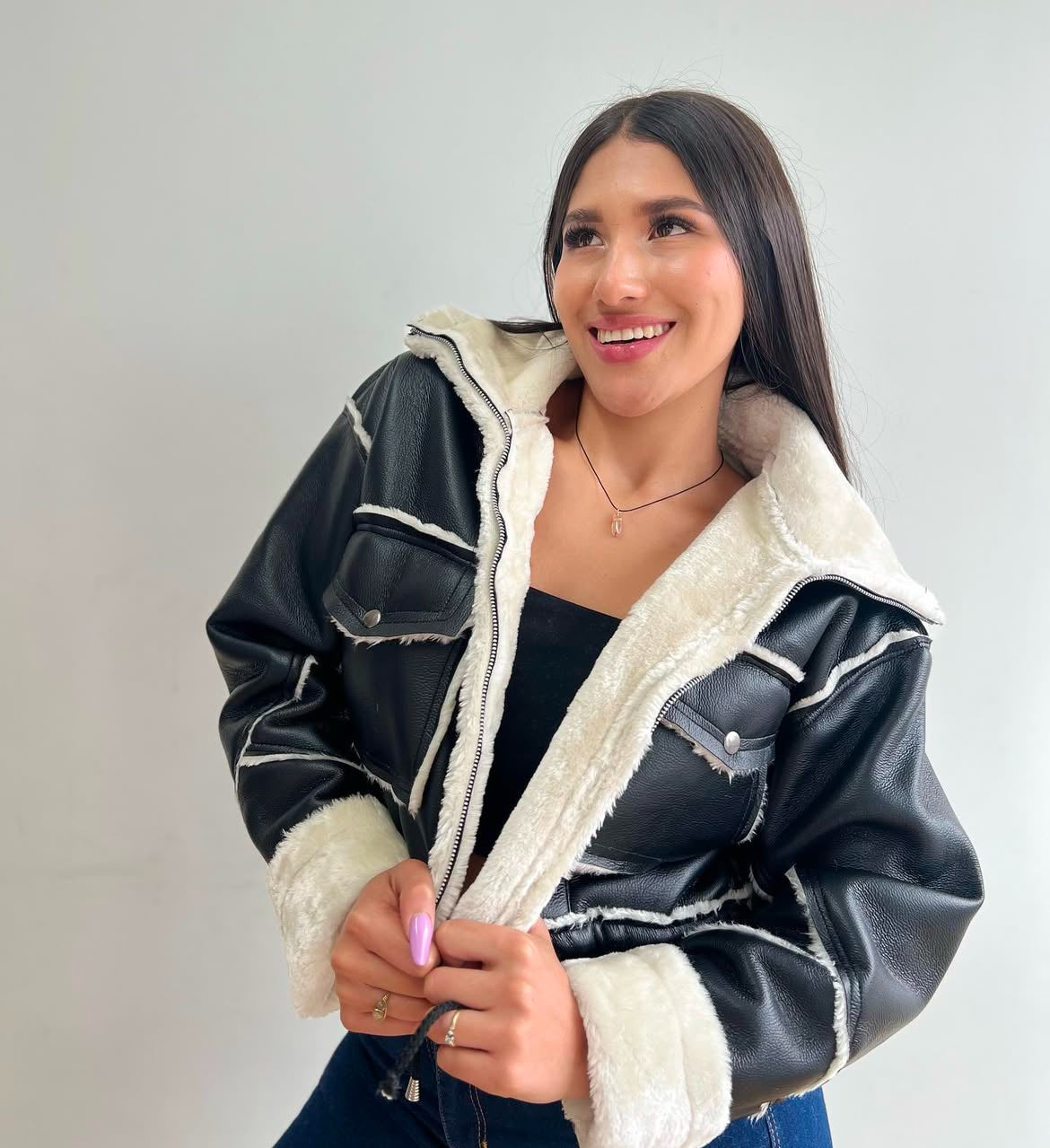 Chaqueta polar en cuero