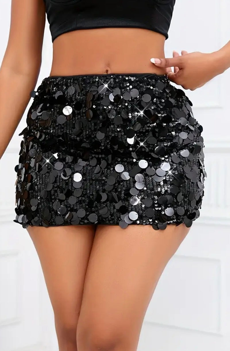 Falda lentejuelas negra