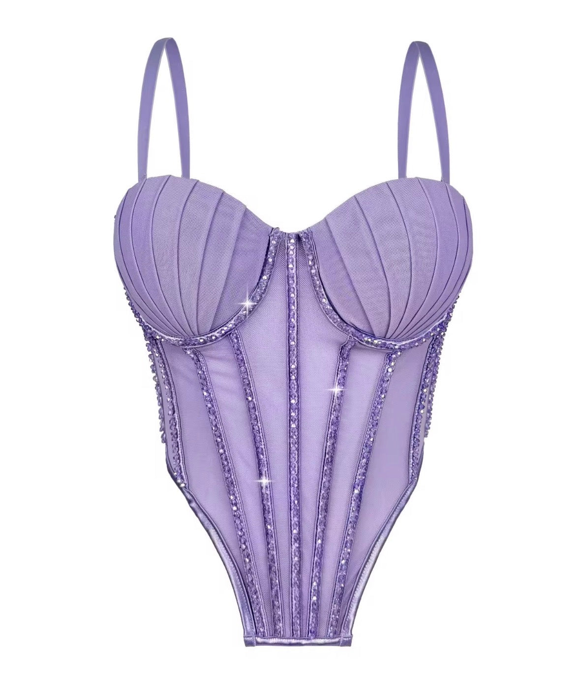 Corset coral de brillos lila