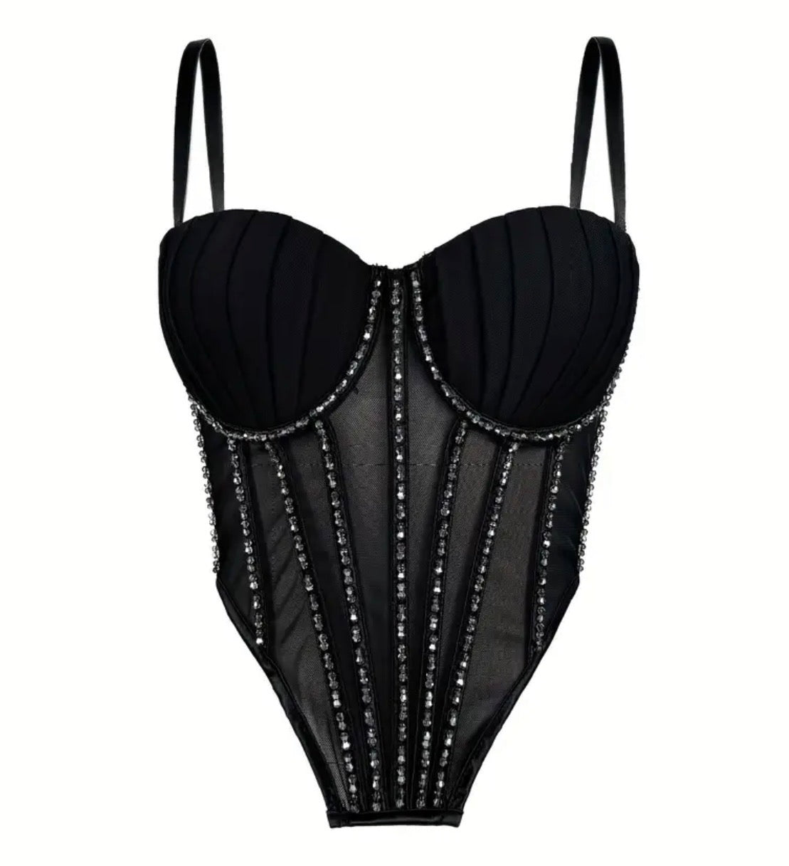 Corset coral de brillos negro