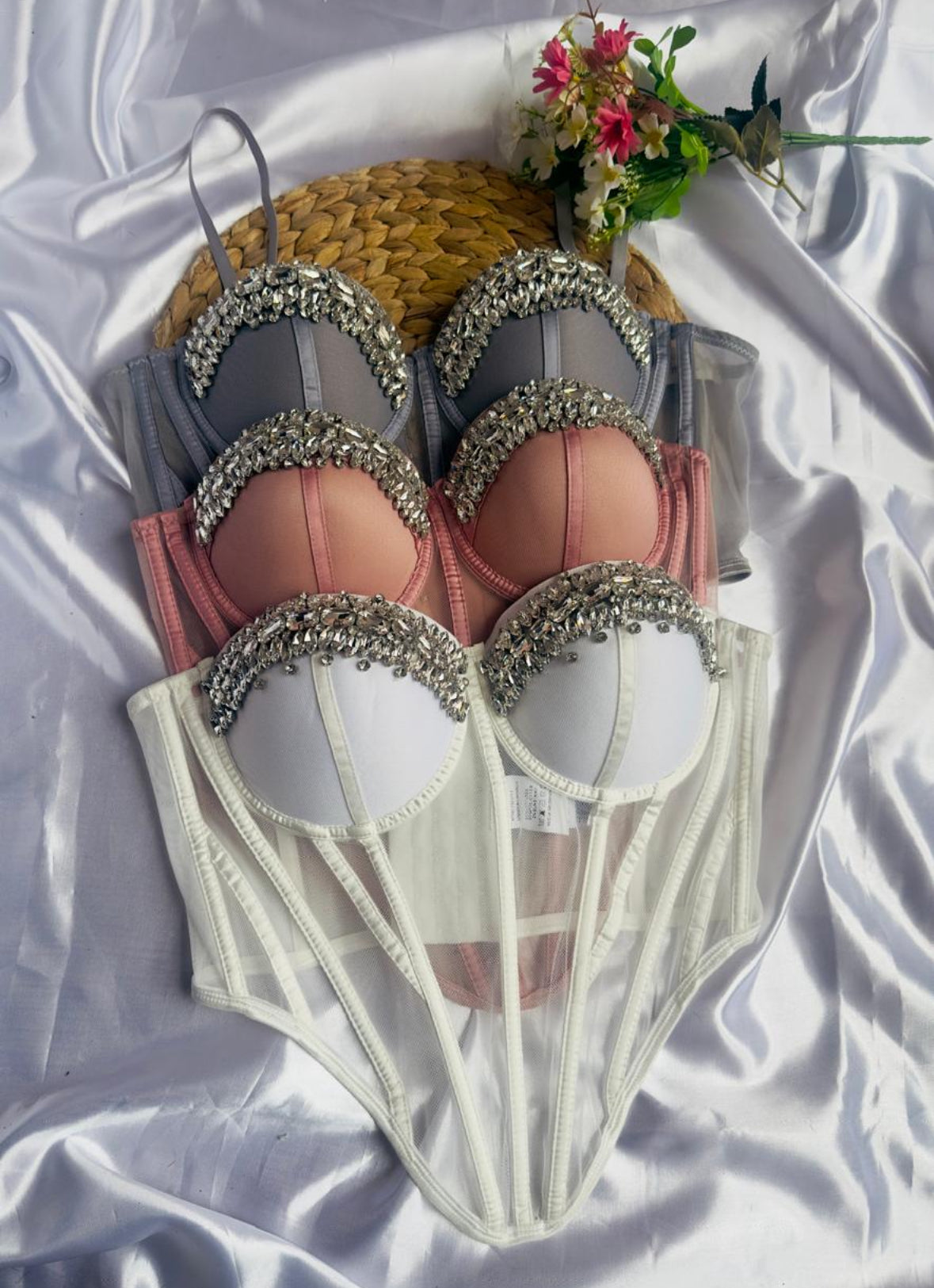 Corset luxury piedras gris