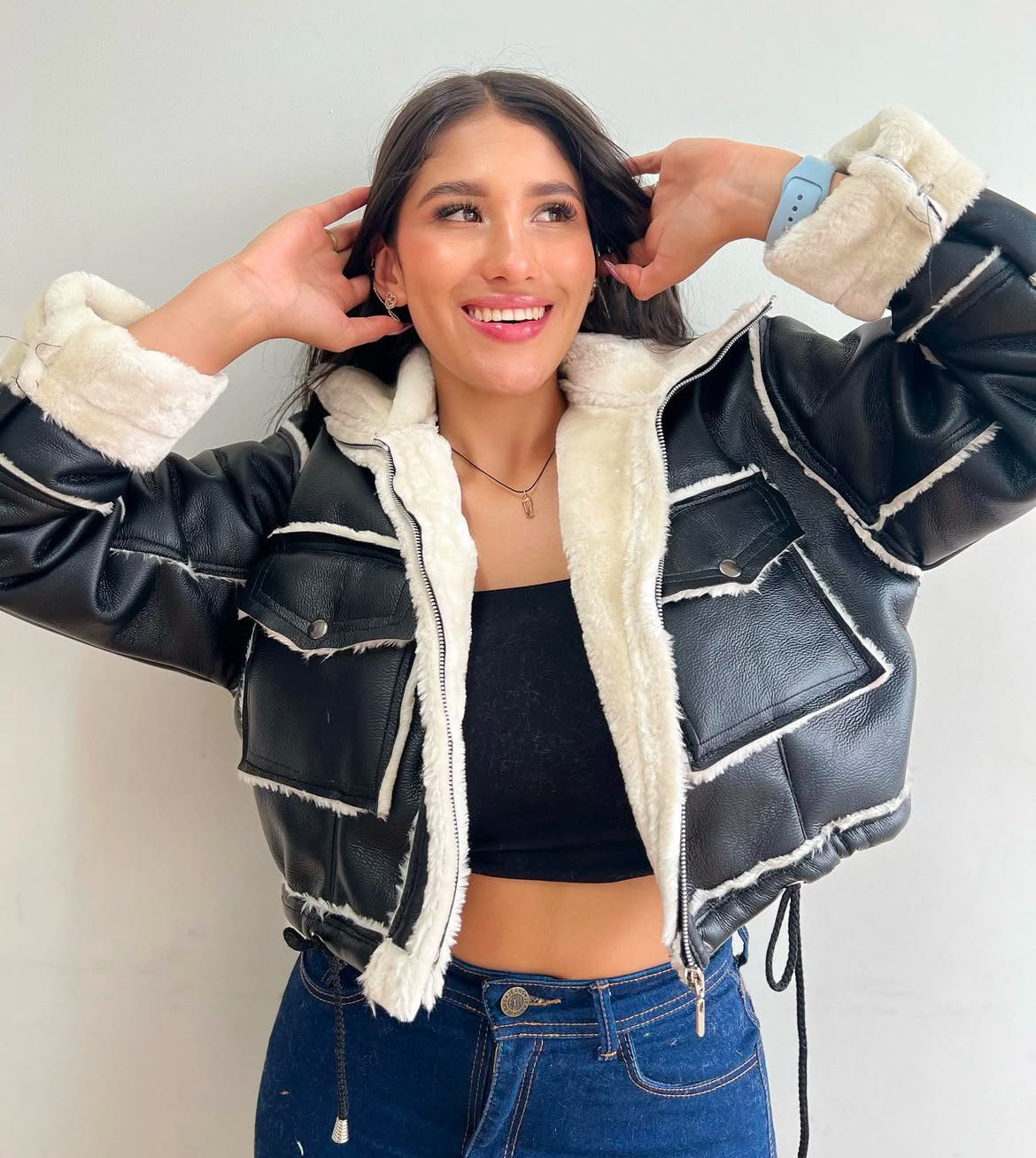 Chaqueta polar en cuero