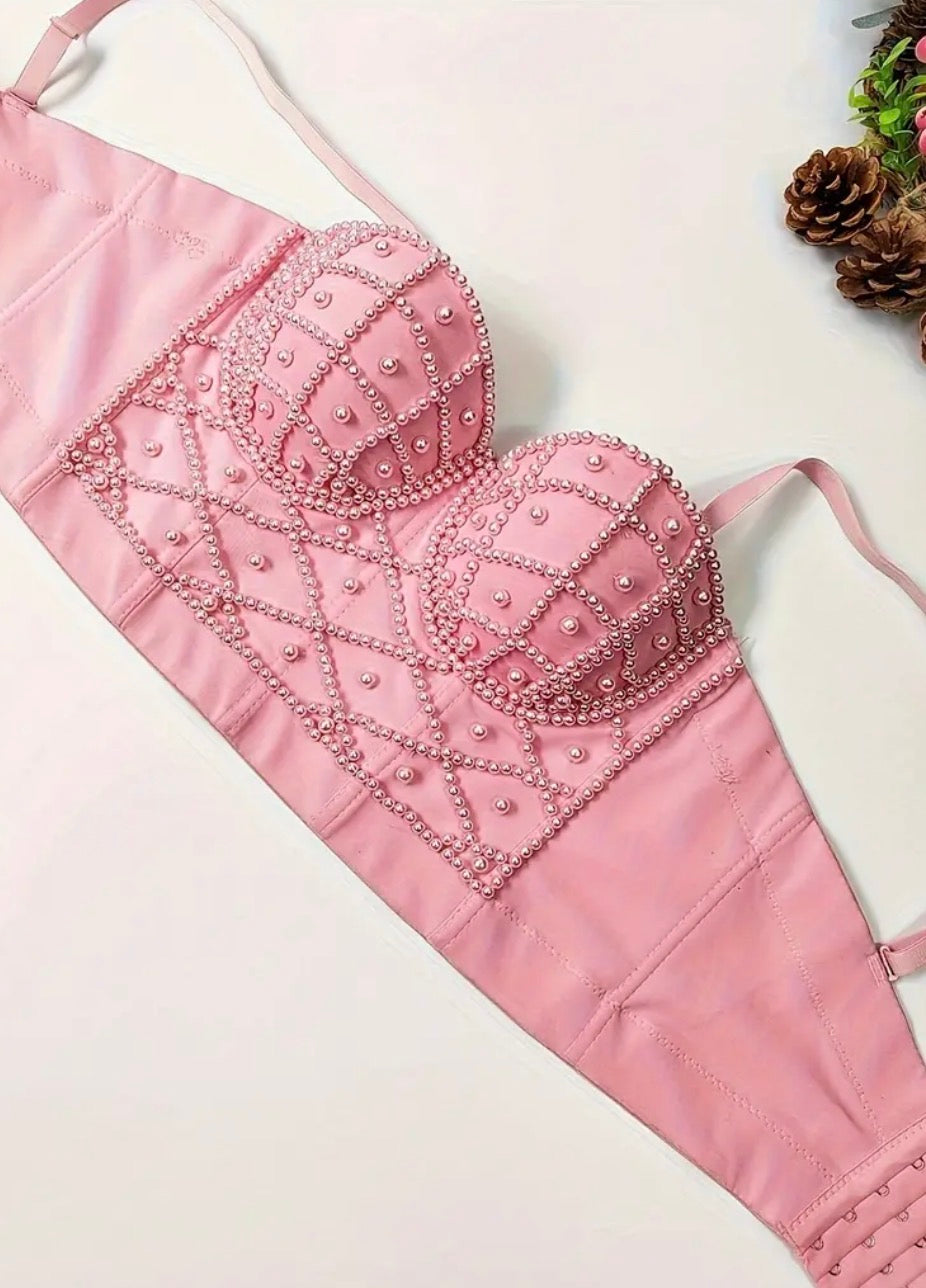 Corset perla rosado