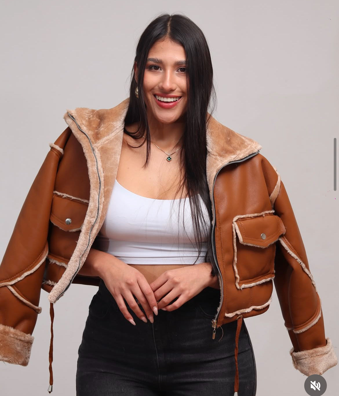 Chaqueta polar en cuero