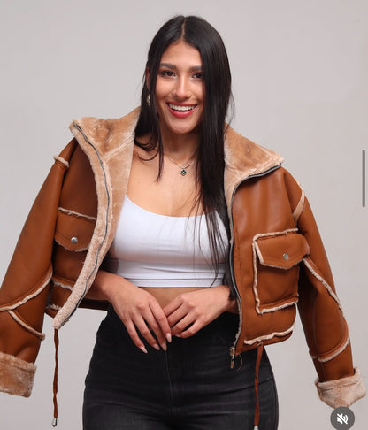 Chaqueta polar en cuero