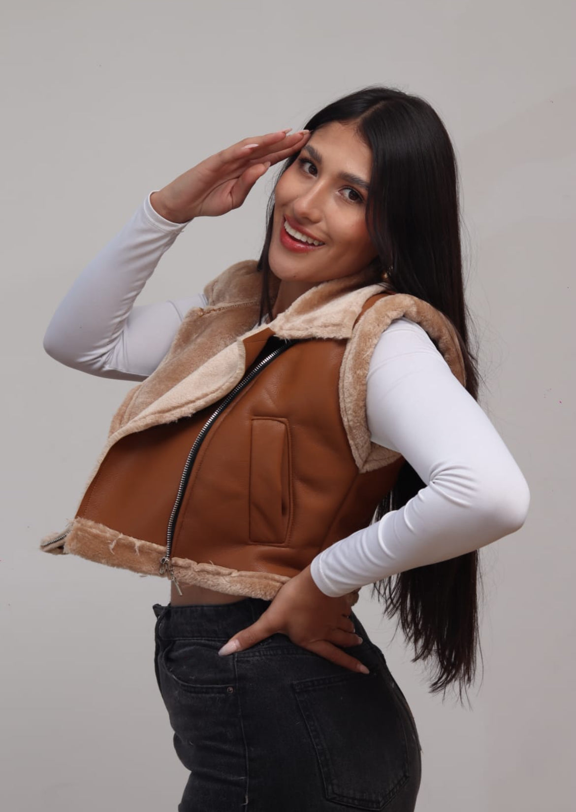 Chaleco polar en cuero