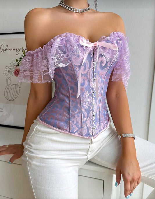 Corset victoriano lila Mangas