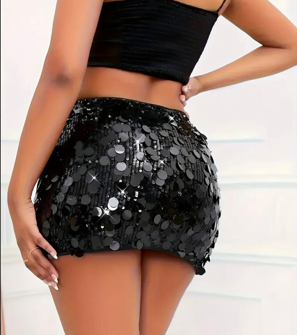 Falda lentejuelas negra