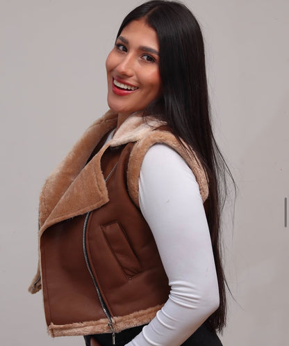 Chaleco polar en cuero