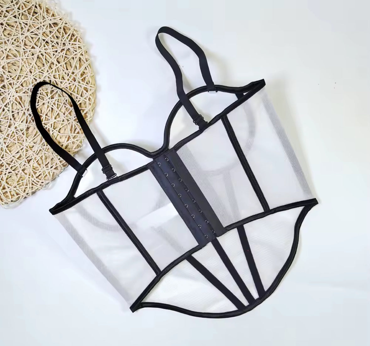 Corset jazmín blanco con negro