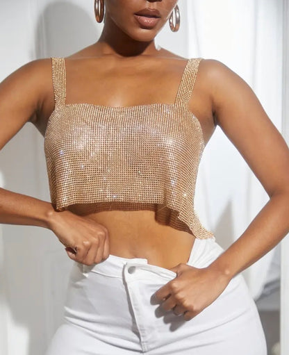 Top de brillos dorado