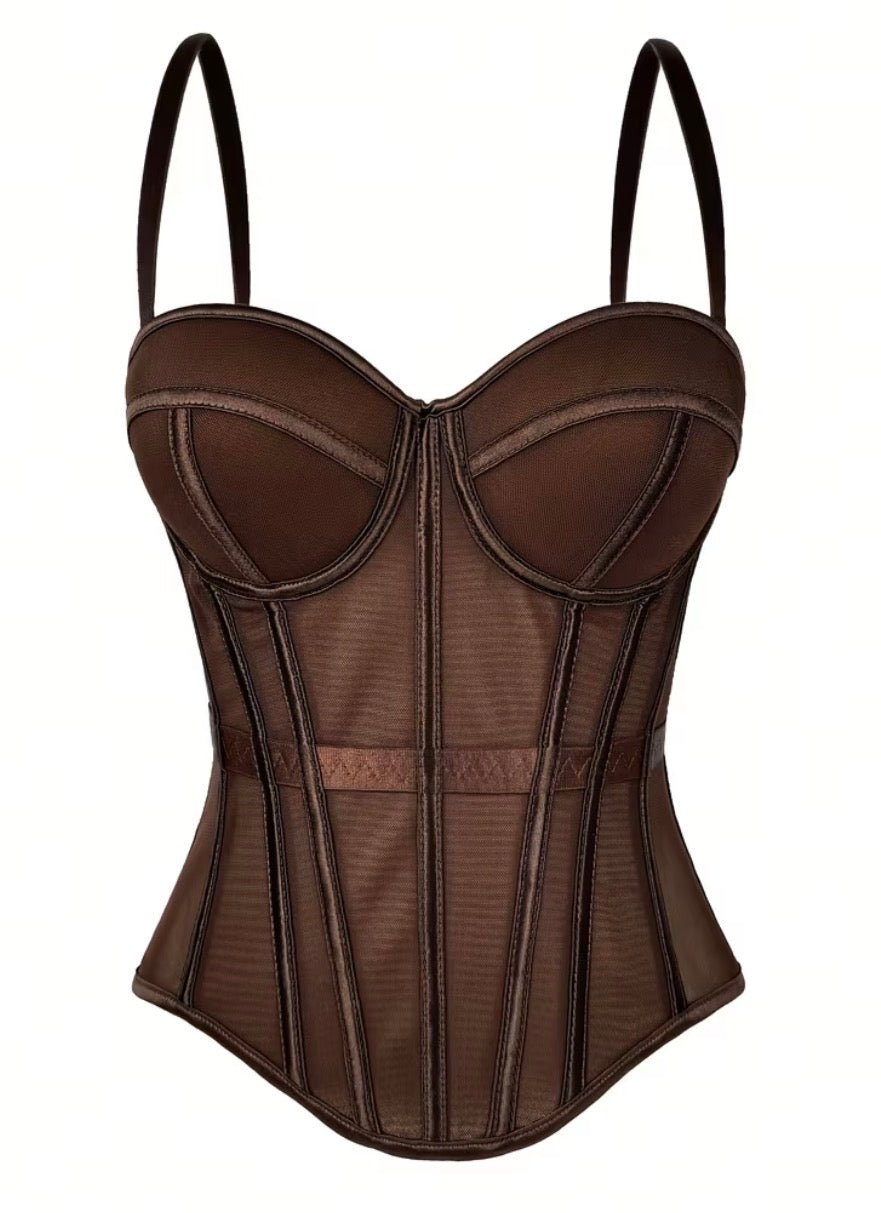 Corset jazmín largo cafe