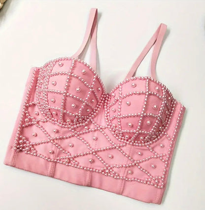 Corset perla rosado