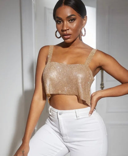 Top de brillos dorado