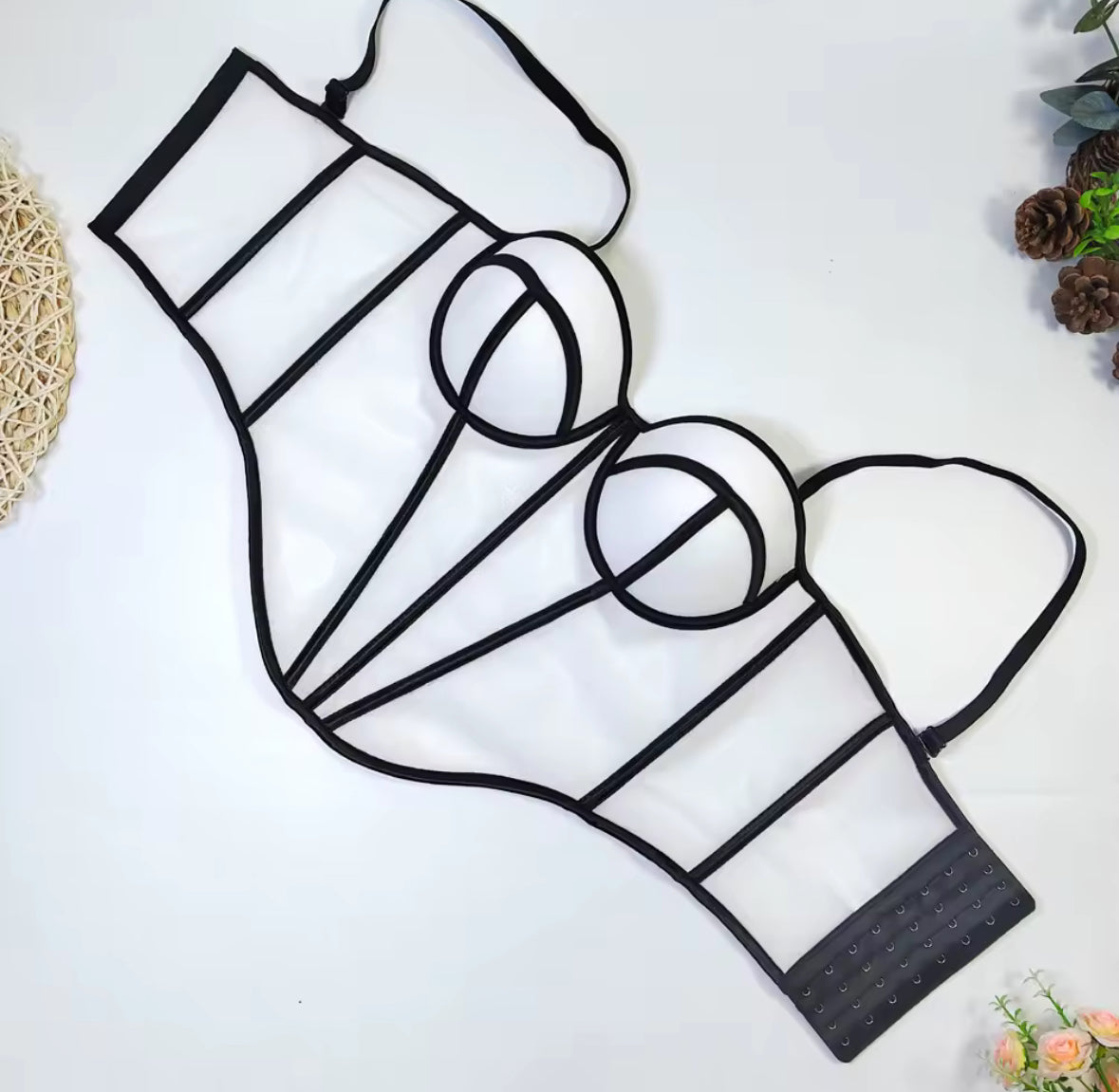 Corset jazmín blanco con negro