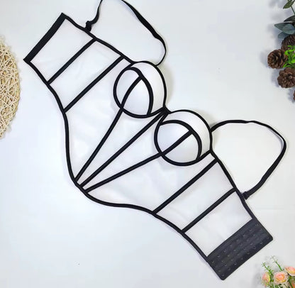 Corset jazmín blanco con negro