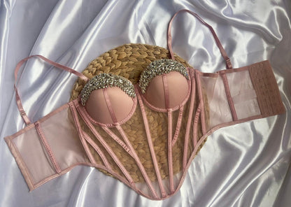 Corset luxury piedras rosado