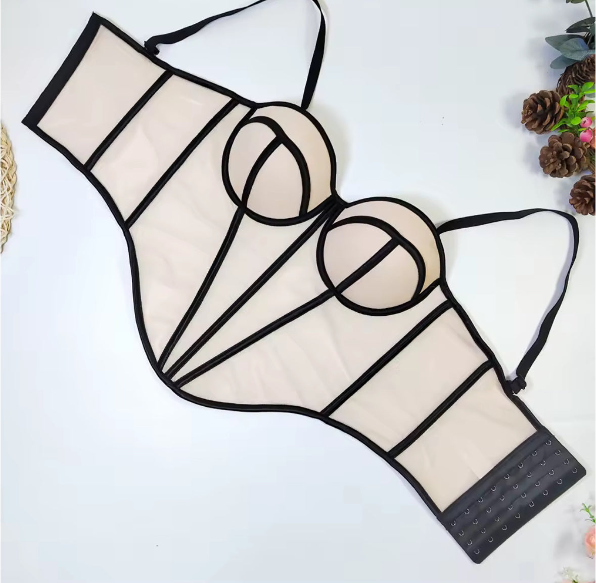 Corset jazmín beige con negro
